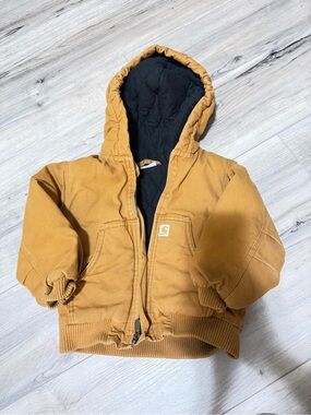 Carhartt Black Quilted Lined Jacket with Brown Trim
